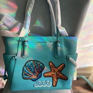 Michael Kors Turquoise Starfish Embellished Shoulder Bag - Leather
